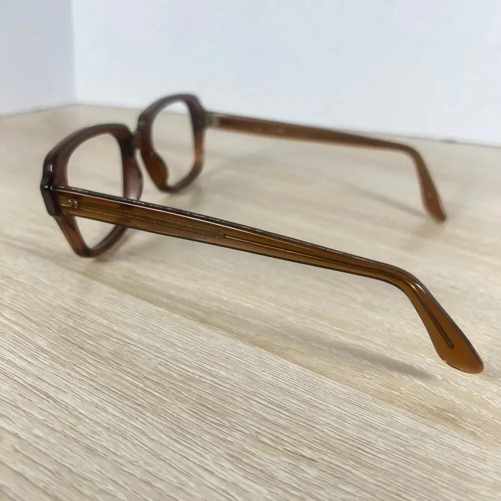 Vintage USS 4 1/2 - 5 3/4 USS 50-20 Eyeglasses Full Rim Frames ONLY Brown